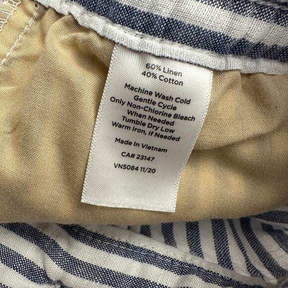 Talbots Womens Pants 12 Linen Blend Stripe Coastal Grandma Cottagecore Nautical - Picture 3 of 7